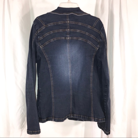 Trendy Stretch Denim Open Blazer, Size M - Picture 5 of 7
